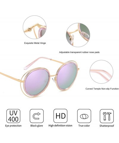 Round Polarized Round Sunglasses for Women Double Circle Wire Metal Frame UV400 Lens Fashion - CQ18K5Q7D6D $39.26