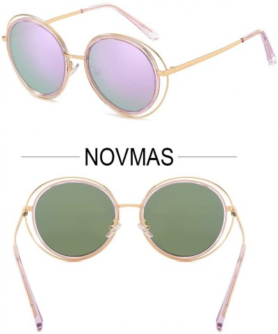 Round Polarized Round Sunglasses for Women Double Circle Wire Metal Frame UV400 Lens Fashion - CQ18K5Q7D6D $74.50