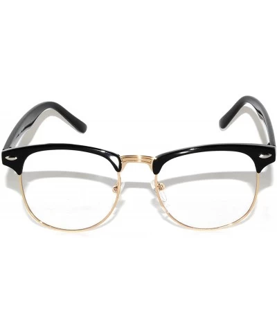 Rimless Retro Classic Sunglasses Metal Half Frame Colorful Lens Uv Protection - Clear Lens Black-gold - C811QDE0KXB $20.42