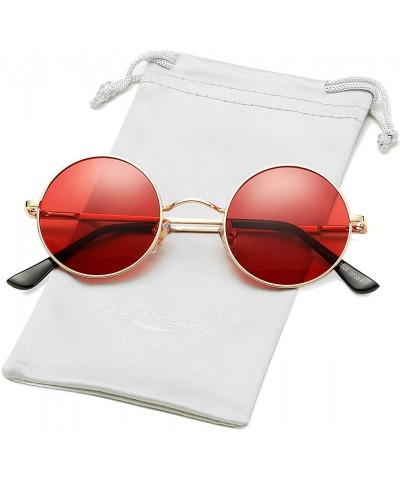 Round Small Round Polarized Sunglasses for Men Woman Classic John Lennon Style Shades - 100% UV Blocking - C7194HQGMXM $18.35