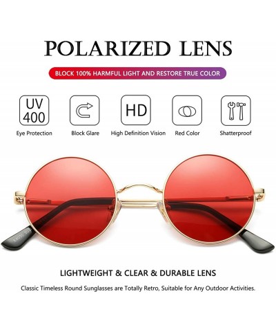 Round Small Round Polarized Sunglasses for Men Woman Classic John Lennon Style Shades - 100% UV Blocking - C7194HQGMXM $7.97