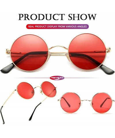 Round Small Round Polarized Sunglasses for Men Woman Classic John Lennon Style Shades - 100% UV Blocking - C7194HQGMXM $7.97