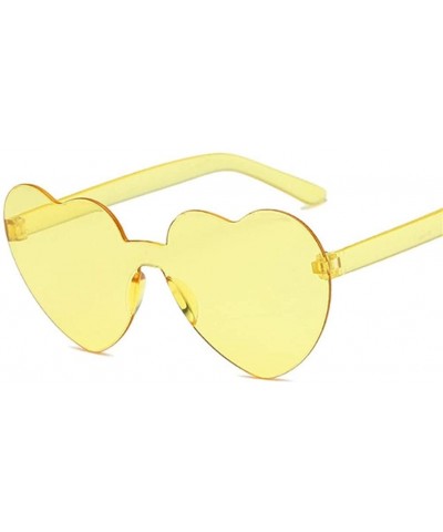 Rimless Cute Sexy Retro Love Heart Rimless Sunglasses Women Luxury Sun Glasses Female Eyewear Candy Color - Yellow - CX198UTO...