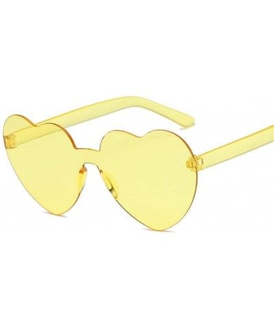 Rimless Cute Sexy Retro Love Heart Rimless Sunglasses Women Luxury Sun Glasses Female Eyewear Candy Color - Yellow - CX198UTO...