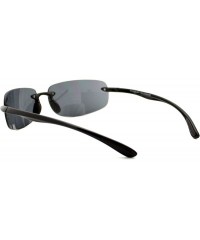 Wrap Bifocal Magnification Lens Sunglasses Rimless Rectangular Fashion UV 400 - Black - CV188YQOQI5 $9.91