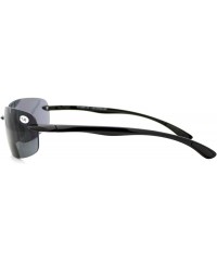 Wrap Bifocal Magnification Lens Sunglasses Rimless Rectangular Fashion UV 400 - Black - CV188YQOQI5 $9.91