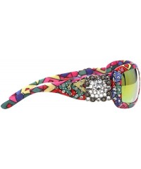 Oversized Square Concho with Aztec Print Sunglasses - Multi/Circle - C2182S9ENU7 $21.85