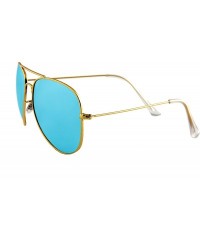 Goggle Unisex Sunglasses Polarized UV400 Double Bridge Classic Aviator Lens - Gold Metal Frame/ Mirror Ice Blue Lens - C718H3...