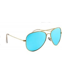 Goggle Unisex Sunglasses Polarized UV400 Double Bridge Classic Aviator Lens - Gold Metal Frame/ Mirror Ice Blue Lens - C718H3...