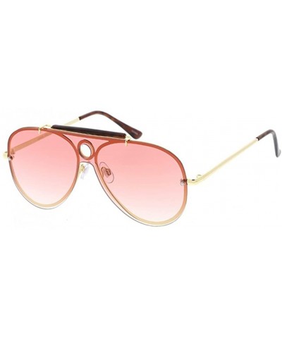 Aviator Unisex Raver 60 mm Rimless Flat Shield Aviator Sunglasses - Pink - CW18DSMUCGY $18.18