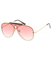 Aviator Unisex Raver 60 mm Rimless Flat Shield Aviator Sunglasses - Pink - CW18DSMUCGY $18.18