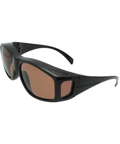 Wrap Large Polarized Wrap Around Fit Over Sunglasses F18 - Black Frame-amber Lenses - C7186TMQW8K $31.02