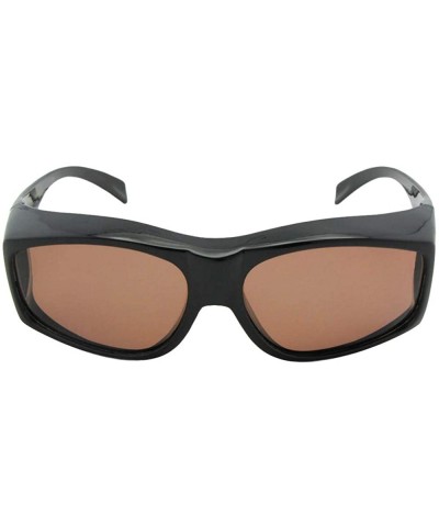 Wrap Large Polarized Wrap Around Fit Over Sunglasses F18 - Black Frame-amber Lenses - C7186TMQW8K $19.85