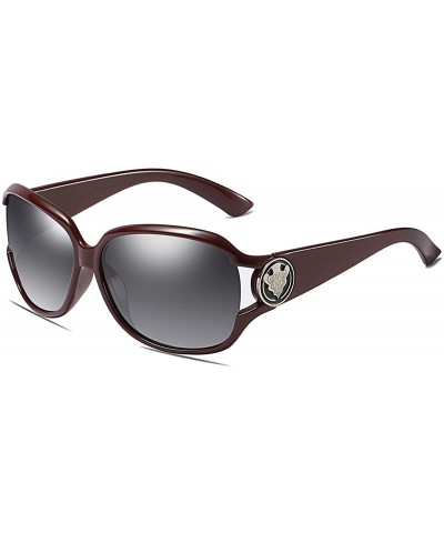 Rectangular Polarized HD Sunglasses for Women Polarized Metal Mirror UV 400 Lens Protection - E - C3198O5OZDU $31.32