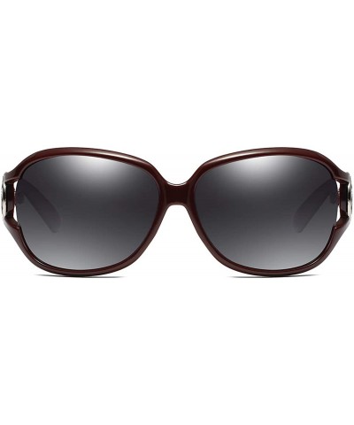 Rectangular Polarized HD Sunglasses for Women Polarized Metal Mirror UV 400 Lens Protection - E - C3198O5OZDU $20.04