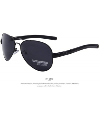 Aviator Fashion Men Polarized Sunglasses Brand Design Sunglasses Oculos C01 Black Black - C04 Gold Black - CP18YR2AW5K $23.42