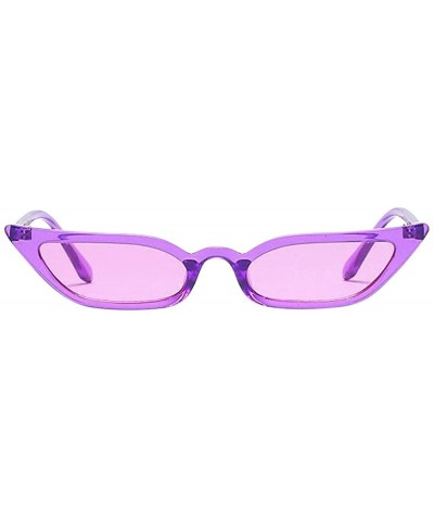Goggle Retro Vintage Narrow Cat Eye Sunglasses Clout Goggles Small Frame UV400 for women - Purple - CW195AWH75G $15.40