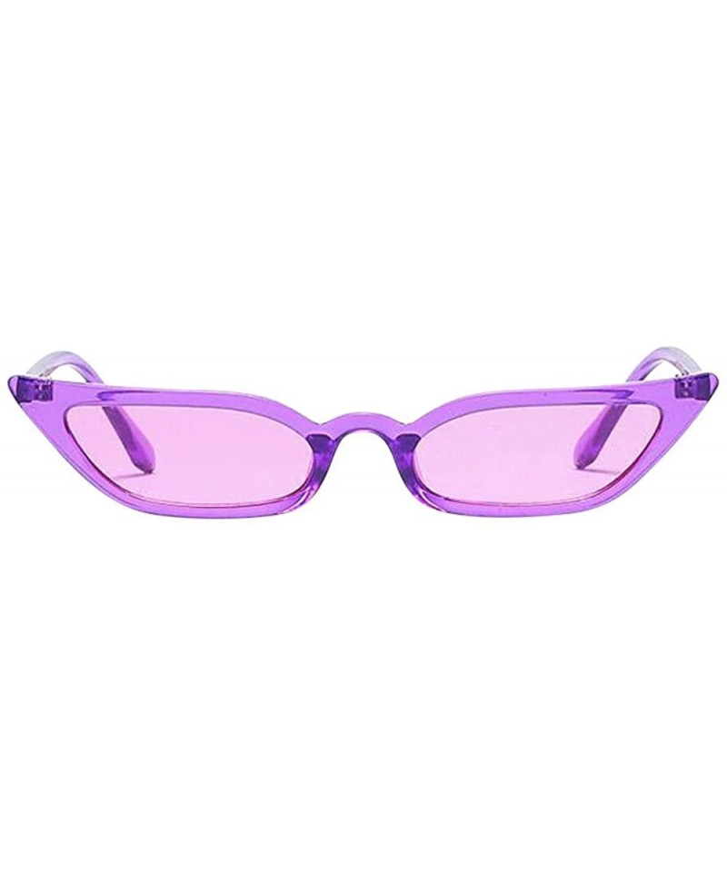 Goggle Retro Vintage Narrow Cat Eye Sunglasses Clout Goggles Small Frame UV400 for women - Purple - CW195AWH75G $10.20