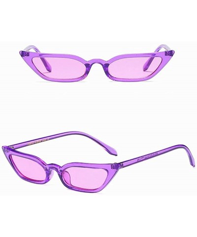 Goggle Retro Vintage Narrow Cat Eye Sunglasses Clout Goggles Small Frame UV400 for women - Purple - CW195AWH75G $10.20