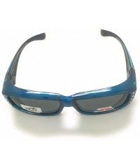 Rectangular Womens Polarized Fit Over Glasses Sunglasses Rhinestone Rectangular Frame with Microfiber Pouch Case - Blue - CJ1...