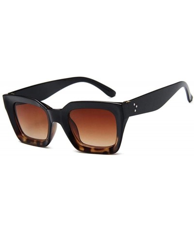 Square 2019 New Square Sunglasses Women Italy Luxury Brand Designer Women BrightBlack - Tea - CF18XDUT7K3 $10.97