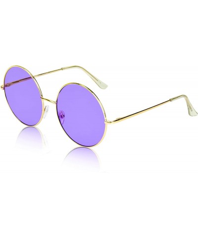 Round Super Oversized Round Sunglasses Hippie Color Lens Retro Circle Glasses - Purple - C318ZG5C9WW $19.55