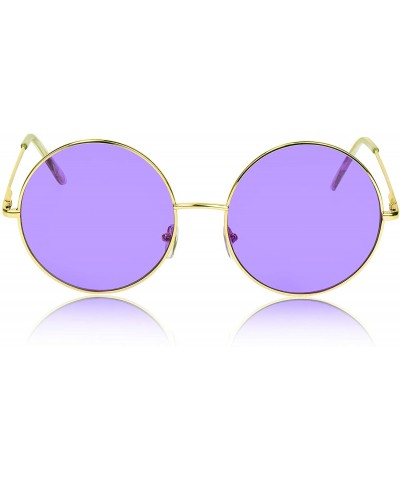 Round Super Oversized Round Sunglasses Hippie Color Lens Retro Circle Glasses - Purple - C318ZG5C9WW $12.51