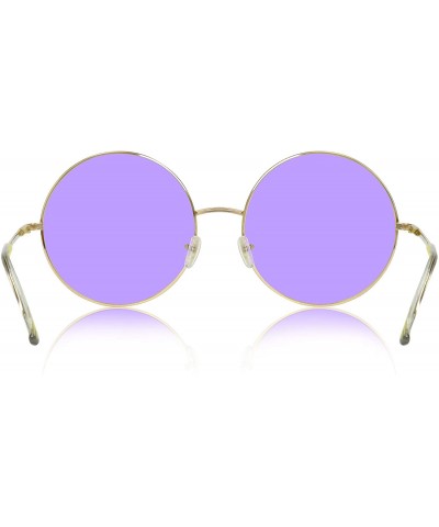 Round Super Oversized Round Sunglasses Hippie Color Lens Retro Circle Glasses - Purple - C318ZG5C9WW $12.51