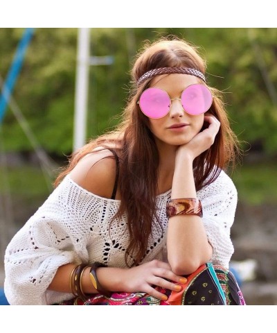 Round Super Oversized Round Sunglasses Hippie Color Lens Retro Circle Glasses - Purple - C318ZG5C9WW $12.51