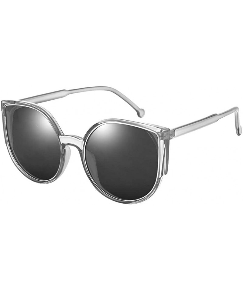 Cat Eye Classic Cat Eye Sunglasses for Women Oversized Metal Frame Mirrored - Blackgray - CA18OL8NYLT $10.60