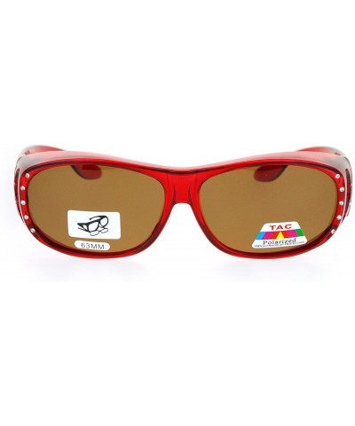 Goggle Womens Rhinestone Polarized Oval Fit Over Sunglasses - Red - CJ11YHJ9805 $10.36