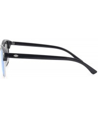 Oval Polarized Sunglasses Semi Rimless Frame Retro Clubmaster Shades for Women Men - Black Navy Blue - CM185W6ZOH9 $9.87