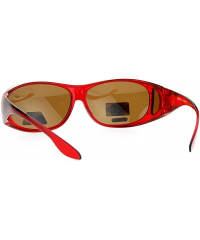 Goggle Womens Rhinestone Polarized Oval Fit Over Sunglasses - Red - CJ11YHJ9805 $22.25