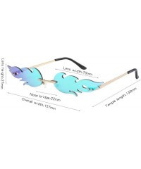 Round Fashion Flame Sunglasses for Small Face Women Rimless Wave Sun Glasses For Men Eyewear Luxury Trending Narrow - CW18Y3R...