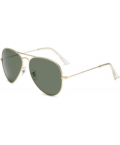 Oversized Premium Aviator Sunglasses for Men Women Classic Aviators - Gold Frame/Blackish Green Lens - CC18RZQ33YA $39.26