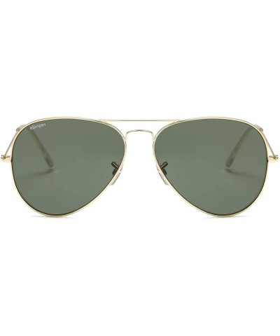 Oversized Premium Aviator Sunglasses for Men Women Classic Aviators - Gold Frame/Blackish Green Lens - CC18RZQ33YA $22.51