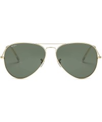 Oversized Premium Aviator Sunglasses for Men Women Classic Aviators - Gold Frame/Blackish Green Lens - CC18RZQ33YA $22.51