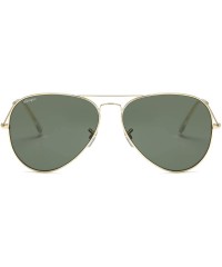 Oversized Premium Aviator Sunglasses for Men Women Classic Aviators - Gold Frame/Blackish Green Lens - CC18RZQ33YA $22.51