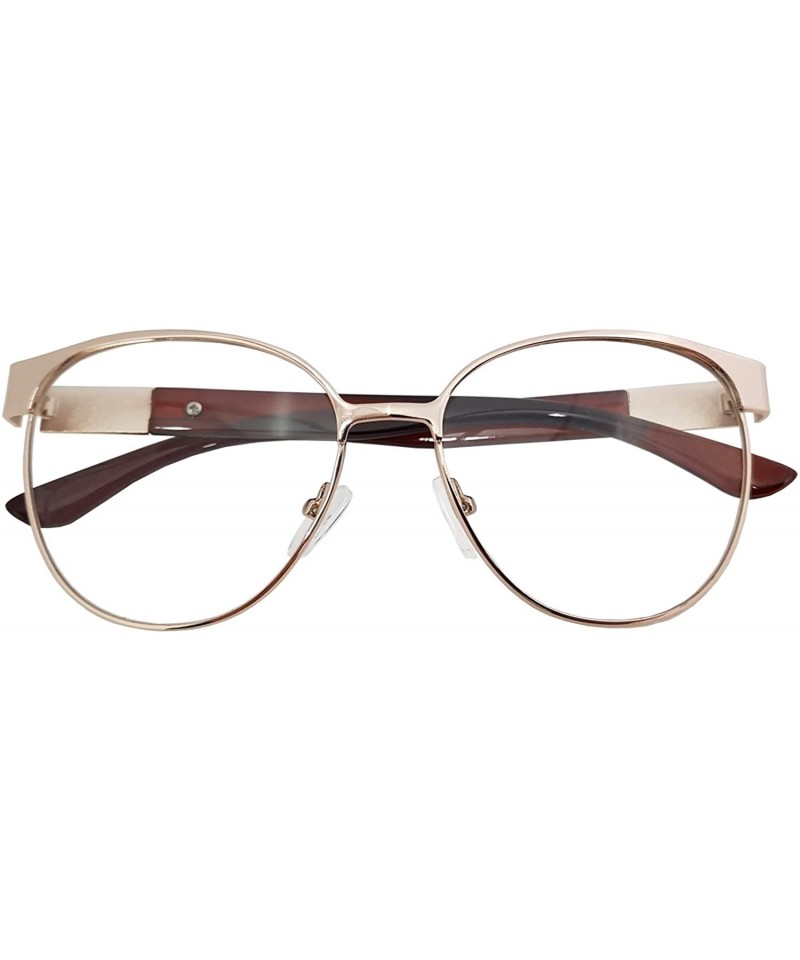 Round Classic Retro Metal Eyeglasses Frame Clear Lens Top Driving Designer Eyewear - Gold 0307 - CZ189AUMZTX $11.52