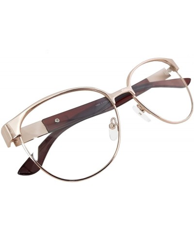 Round Classic Retro Metal Eyeglasses Frame Clear Lens Top Driving Designer Eyewear - Gold 0307 - CZ189AUMZTX $11.52