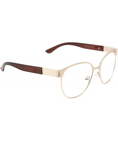 Round Classic Retro Metal Eyeglasses Frame Clear Lens Top Driving Designer Eyewear - Gold 0307 - CZ189AUMZTX $11.52