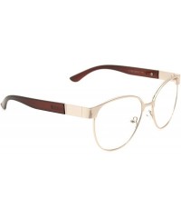 Round Classic Retro Metal Eyeglasses Frame Clear Lens Top Driving Designer Eyewear - Gold 0307 - CZ189AUMZTX $11.52