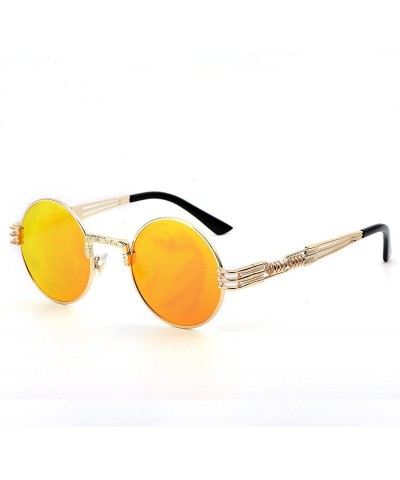 Round Steampunk John Lennon Sunglasses Gothic Vintage Retro Round for Men Women - Gold Frame/Orange Lens - C4189CYK3CQ $16.43