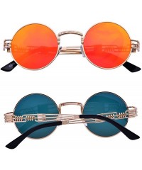 Round Steampunk John Lennon Sunglasses Gothic Vintage Retro Round for Men Women - Gold Frame/Orange Lens - C4189CYK3CQ $16.43