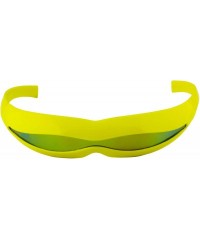Rimless Futuristic Space Robot Alien Rave DJ Costume Party Cyclops Shield Sun Glasses for Women & Men - Yellow - Mirror - C91...