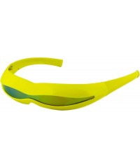 Rimless Futuristic Space Robot Alien Rave DJ Costume Party Cyclops Shield Sun Glasses for Women & Men - Yellow - Mirror - C91...