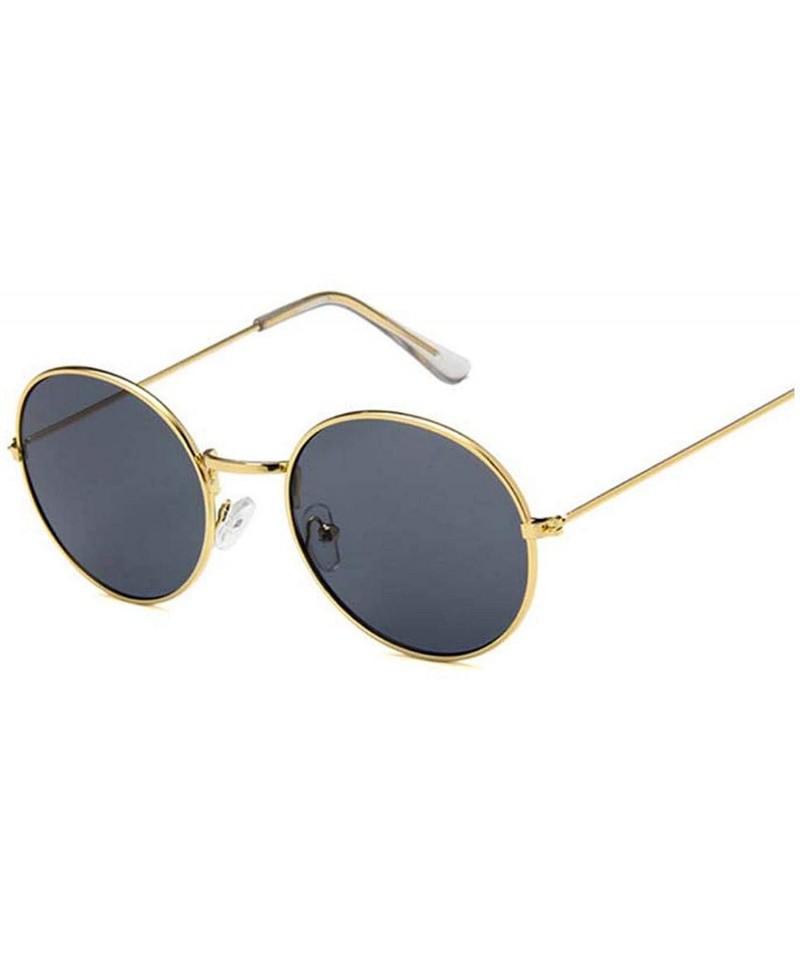 Round Vintage Round Sunglasses Women Brand Designer Retro Luxury Sun Glasses Small Mirror Ladies Oculos - Gold Gray - CC197Y7...