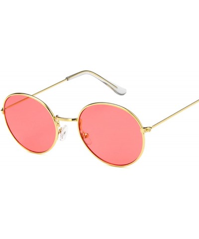 Round Vintage Round Sunglasses Women Brand Designer Retro Luxury Sun Glasses Small Mirror Ladies Oculos - Gold Gray - CC197Y7...
