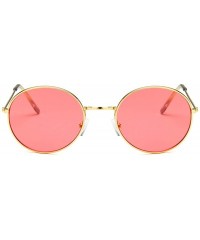 Round Vintage Round Sunglasses Women Brand Designer Retro Luxury Sun Glasses Small Mirror Ladies Oculos - Gold Gray - CC197Y7...