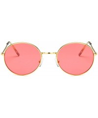 Round Vintage Round Sunglasses Women Brand Designer Retro Luxury Sun Glasses Small Mirror Ladies Oculos - Gold Gray - CC197Y7...